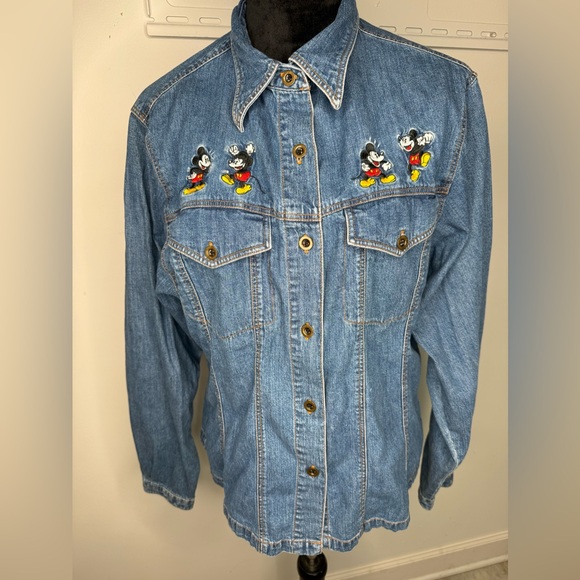 Mickey Mouse women’s collared long sleeve denim button down. - Picture 1 of 11